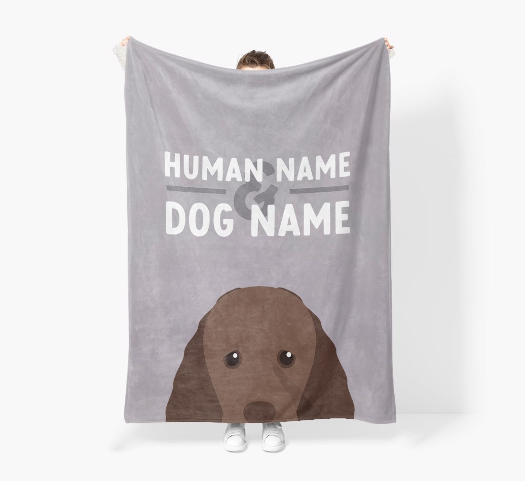 Human & Dog Name: Personalised {breedFullName} Premium Sherpa Fleece Blanket