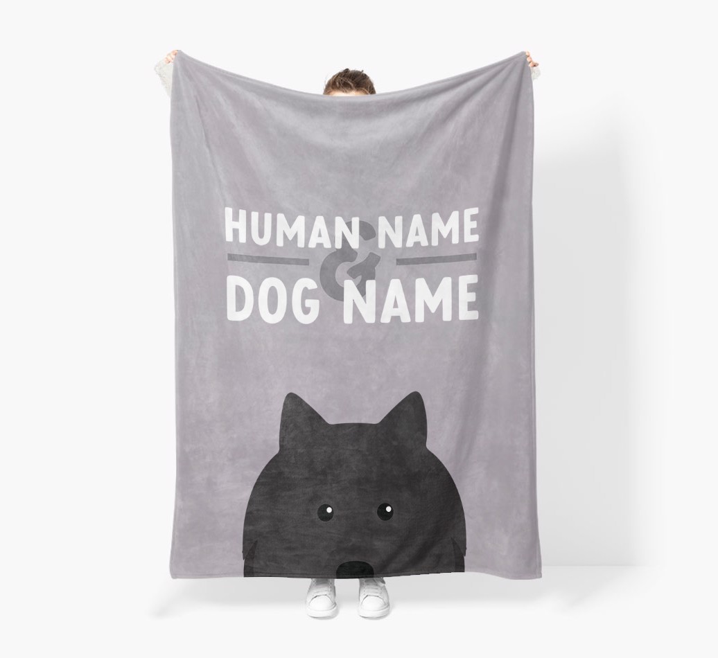 Human & Dog Name: Personalised {breedFullName} Premium Sherpa Fleece Blanket