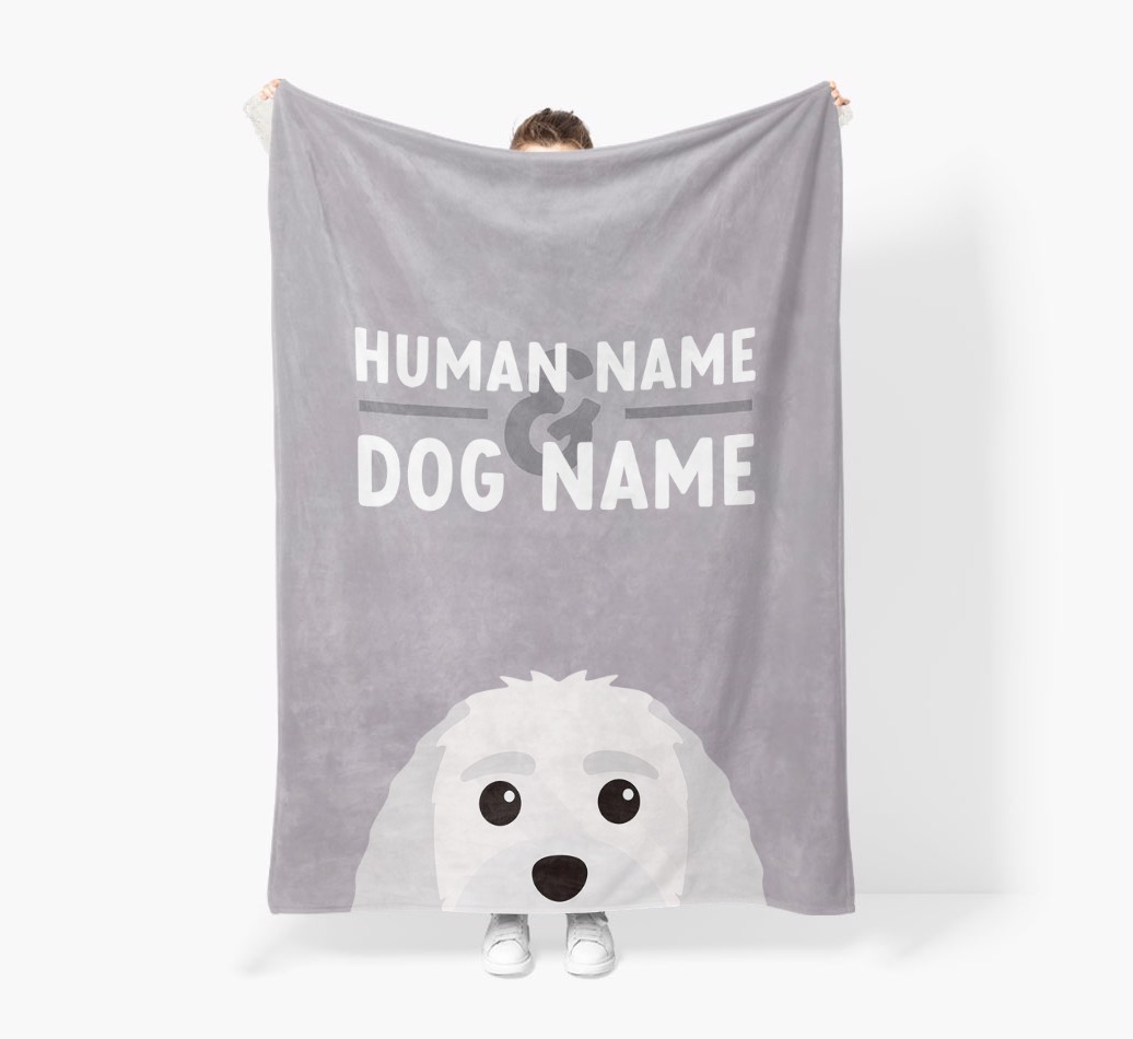 Human & Dog Name: Personalised {breedFullName} Premium Sherpa Fleece Blanket