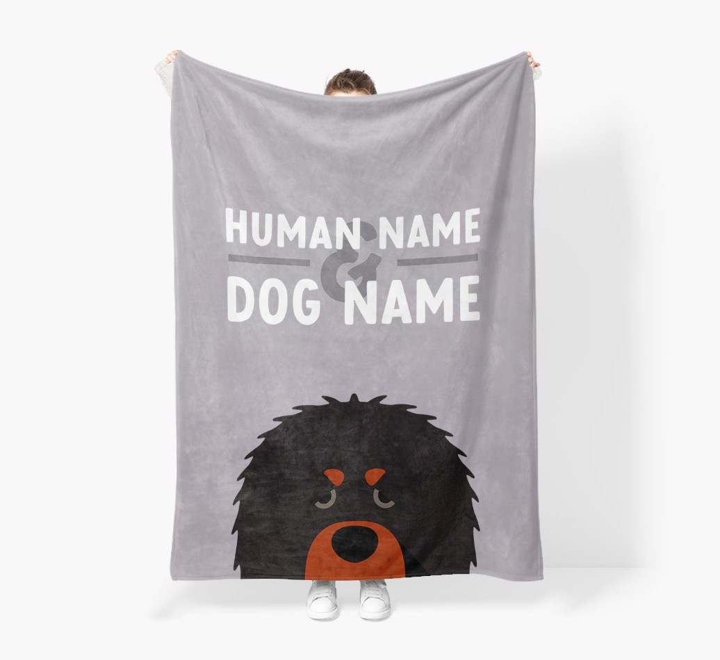 Human & Dog Name: Personalized {breedFullName} Premium Sherpa Fleece Blanket