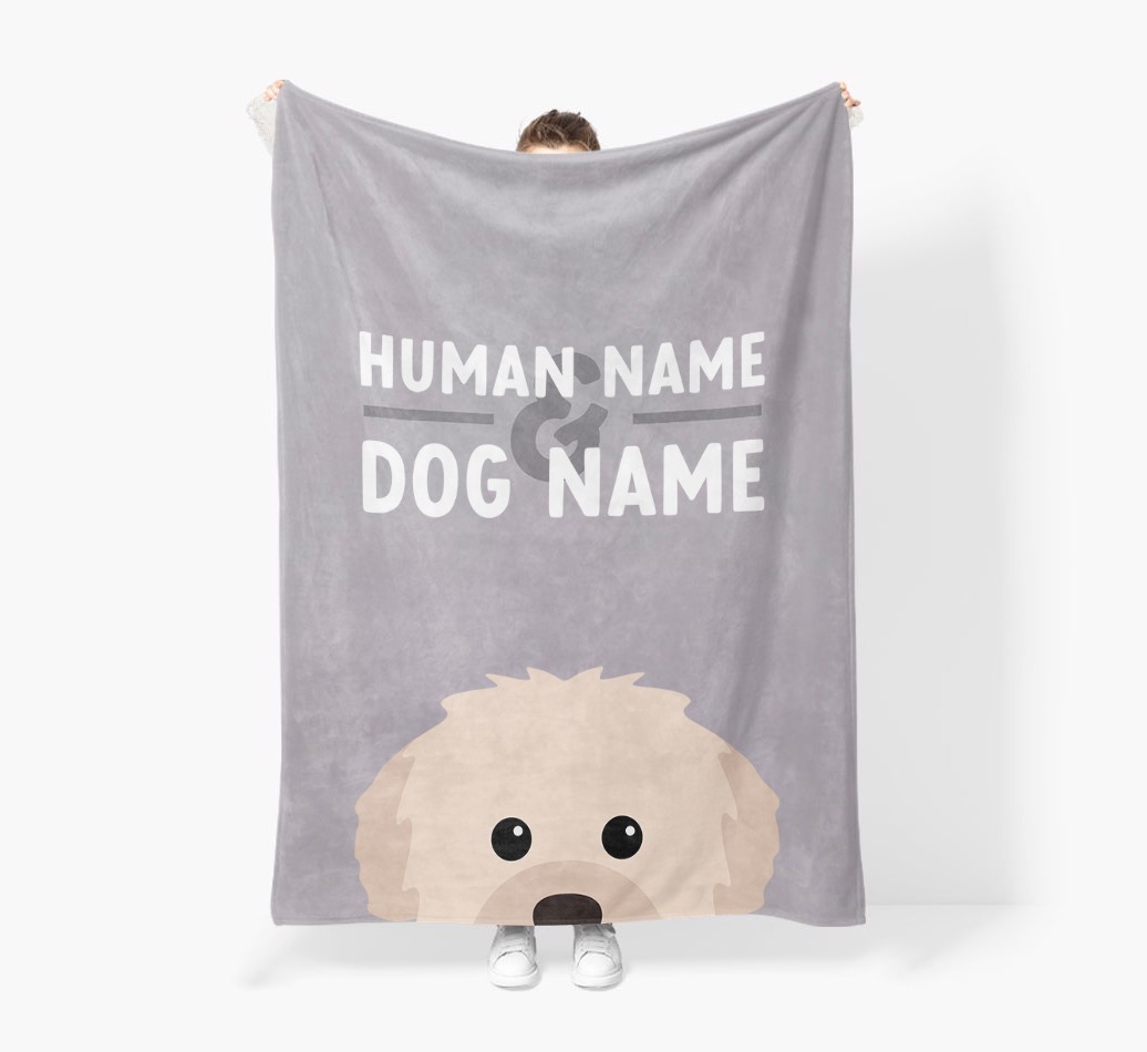 Human & Dog Name: Personalised {breedFullName} Premium Sherpa Fleece Blanket