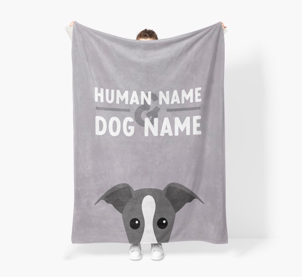 Human & Dog Name: Personalised {breedFullName} Premium Sherpa Fleece Blanket