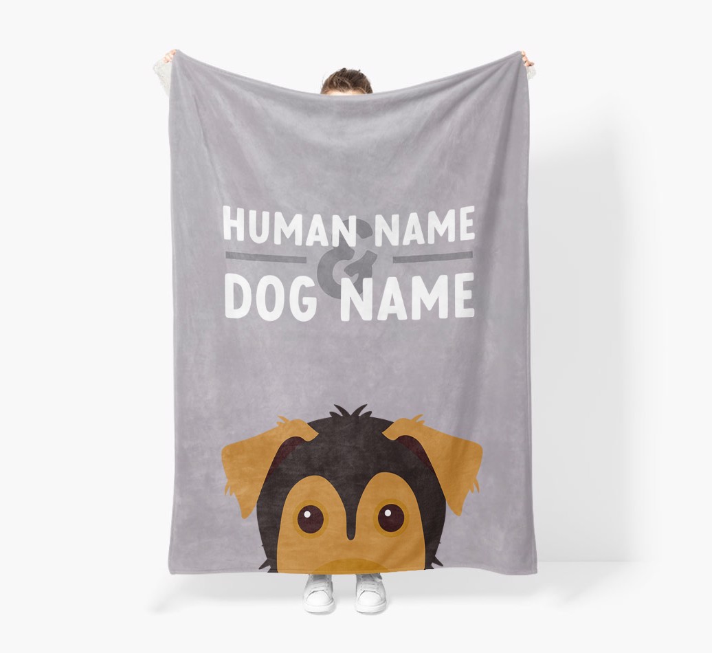Human & Dog Name: Personalized {breedFullName} Premium Sherpa Fleece Blanket