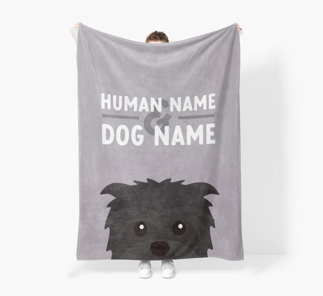 Human & Dog Name: Personalized {breedFullName} Premium Sherpa Fleece Blanket