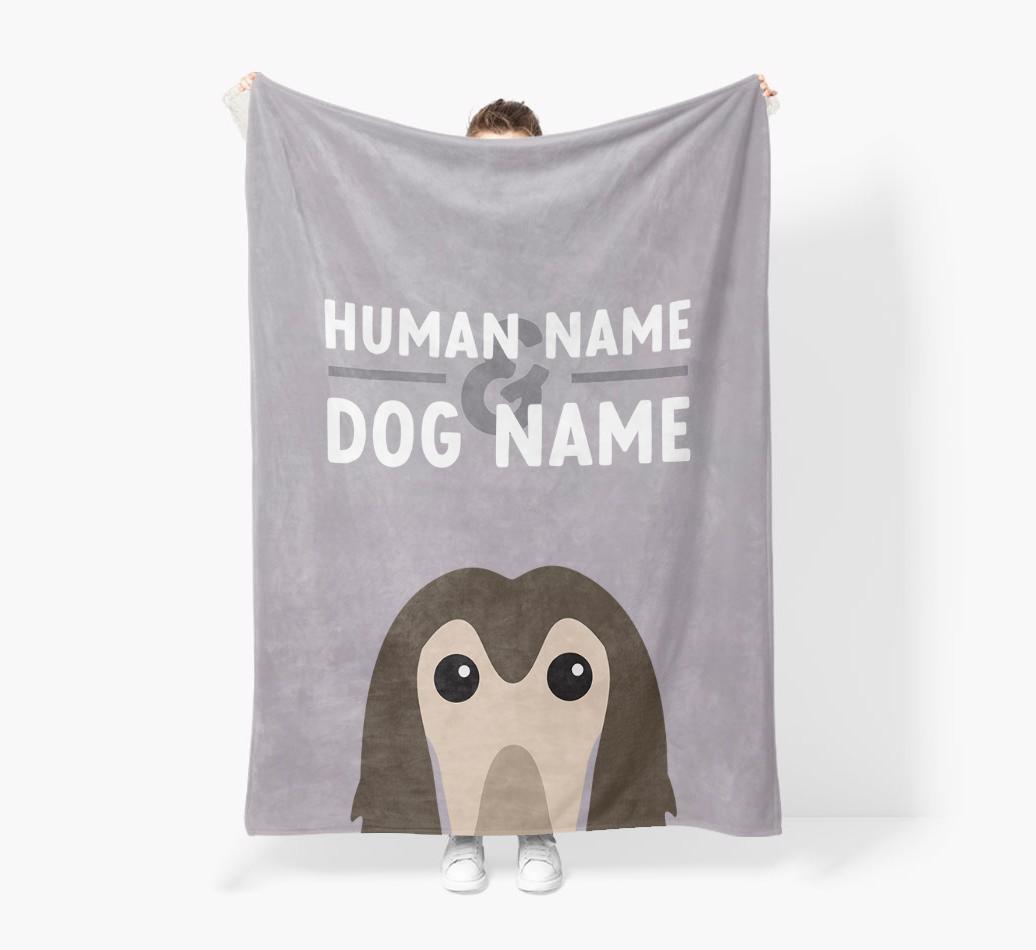 Human & Dog Name: Personalized {breedFullName} Premium Sherpa Fleece Blanket