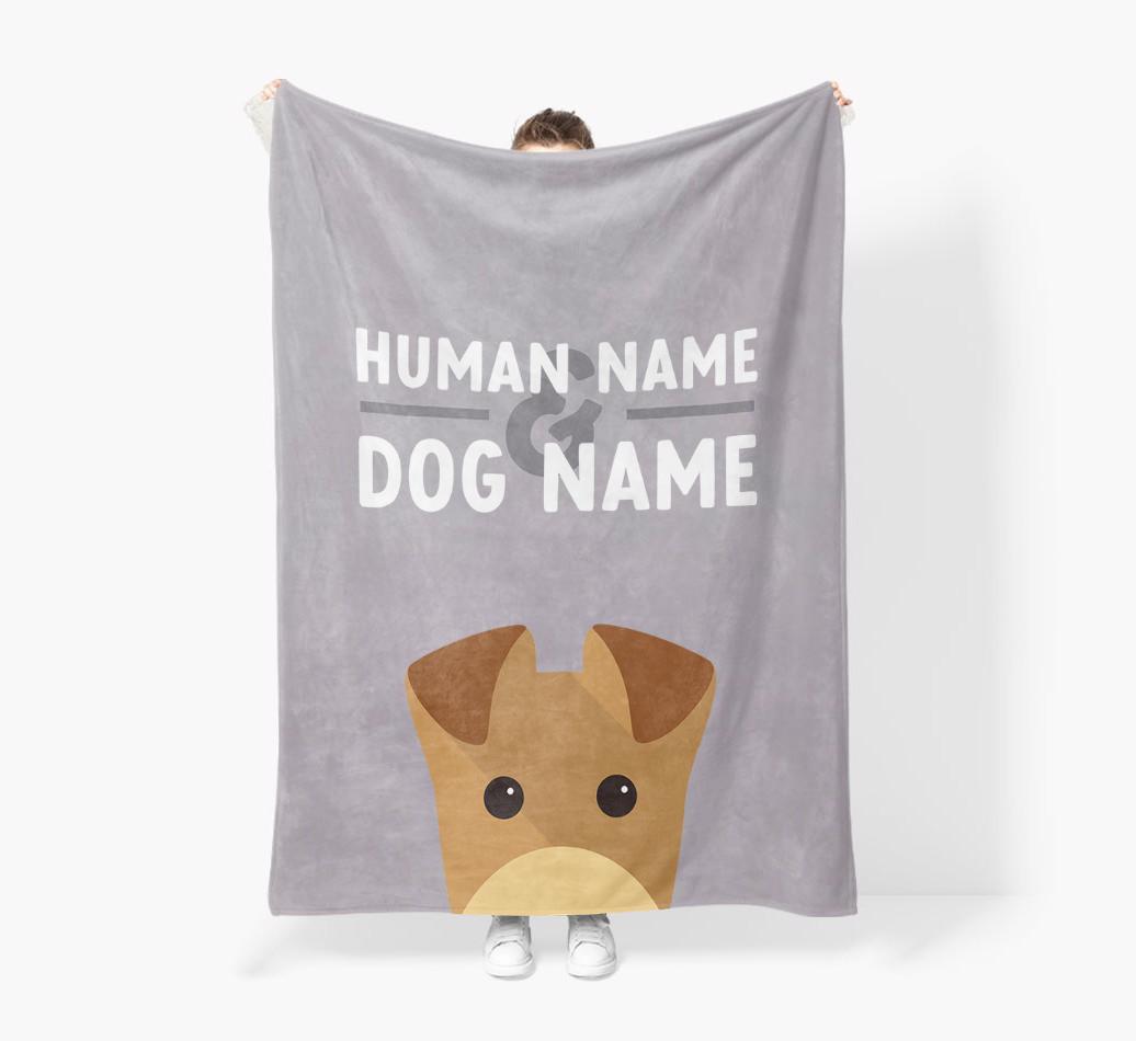 Human & Dog Name: Personalized {breedFullName} Premium Sherpa Fleece Blanket