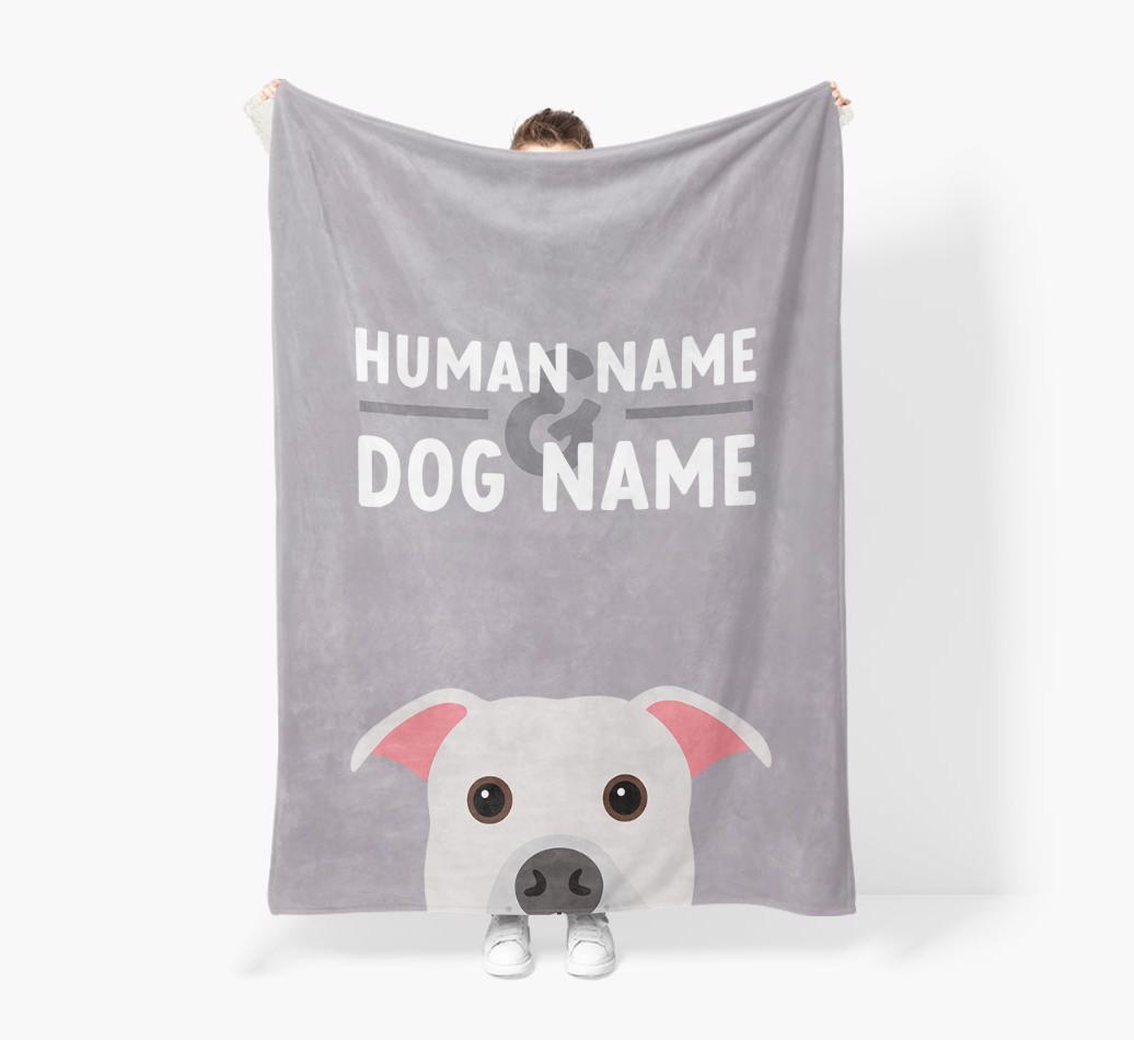 Human & Dog Name: Personalized {breedFullName} Premium Sherpa Fleece Blanket