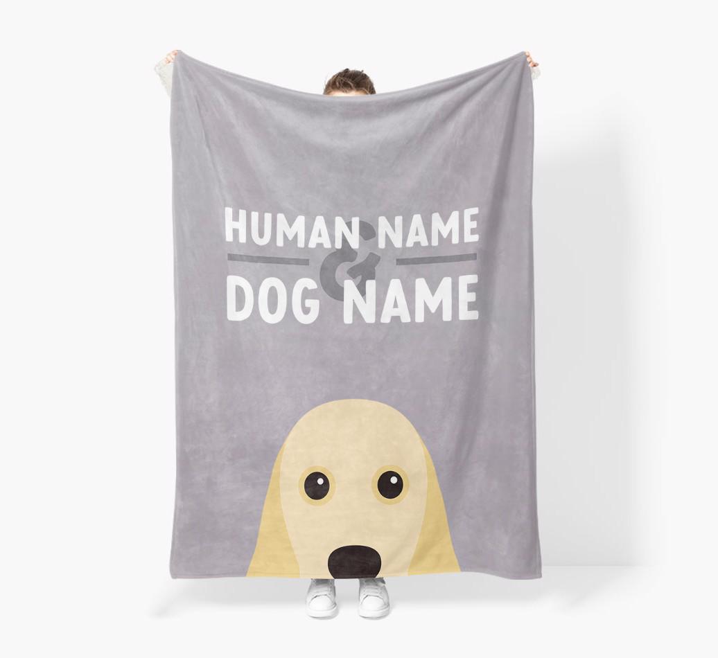 Human & Dog Name: Personalized {breedFullName} Premium Sherpa Fleece Blanket