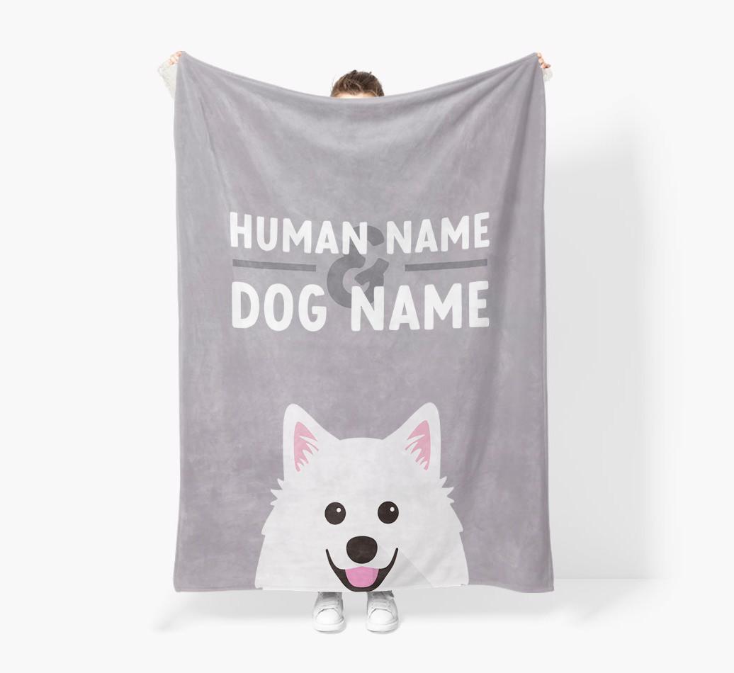 Human & Dog Name: Personalized {breedFullName} Premium Sherpa Fleece Blanket
