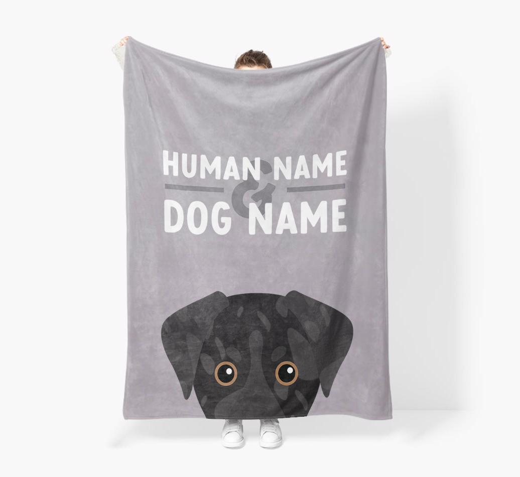 Human & Dog Name: Personalized {breedFullName} Premium Sherpa Fleece Blanket