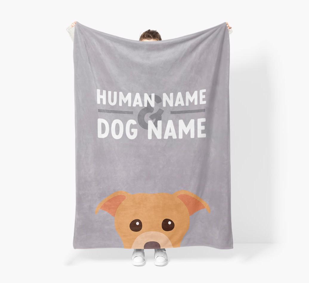 Human & Dog Name: Personalized {breedFullName} Premium Sherpa Fleece Blanket