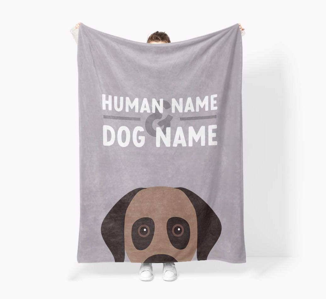 Human & Dog Name: Personalized {breedFullName} Premium Sherpa Fleece Blanket