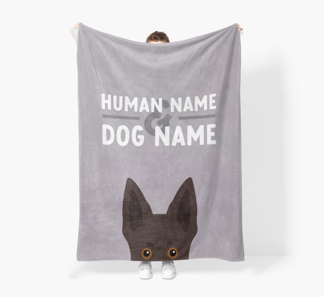 Human & Dog Name: Personalized {breedFullName} Premium Sherpa Fleece Blanket
