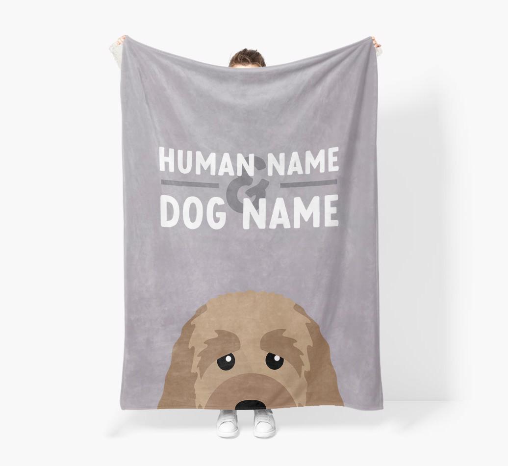 Human & Dog Name: Personalized {breedFullName} Premium Sherpa Fleece Blanket