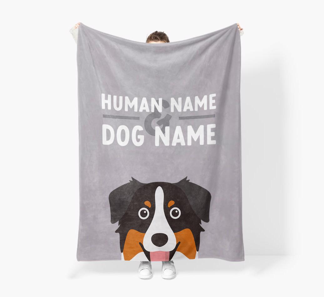 Human & Dog Name: Personalized {breedFullName} Premium Sherpa Fleece Blanket