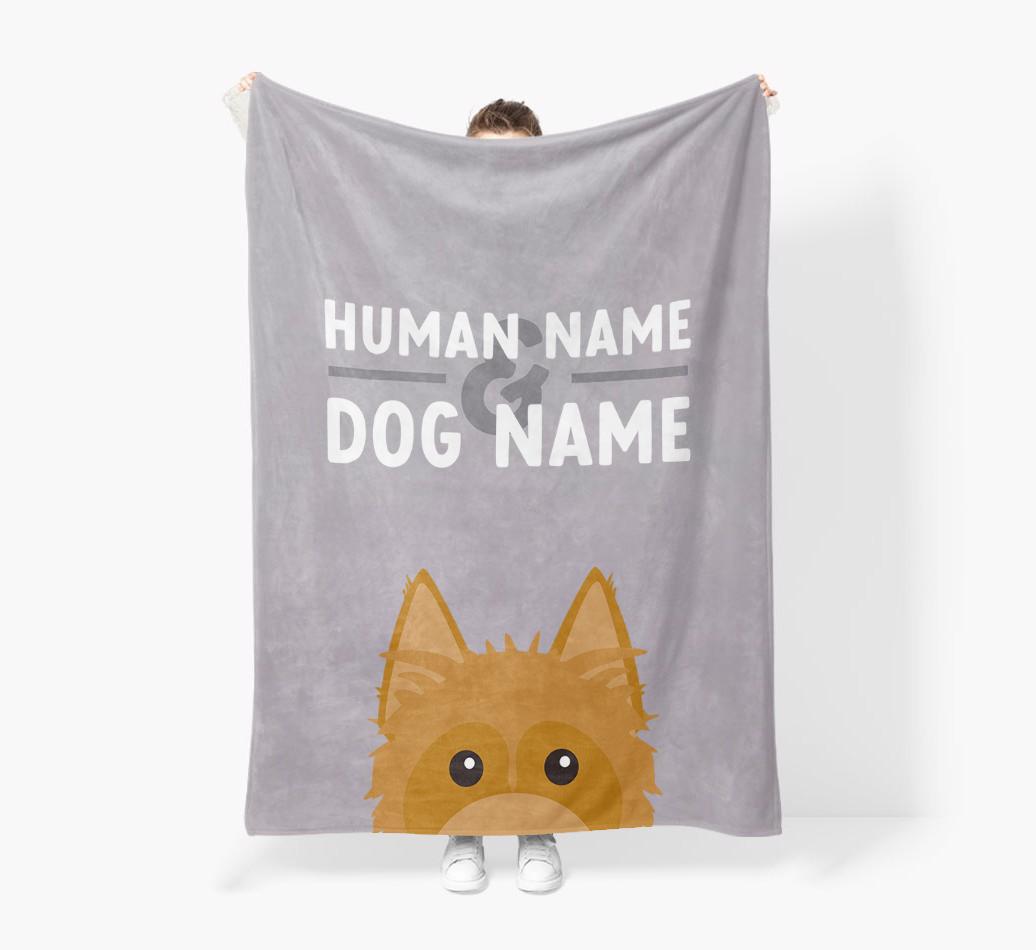 Human & Dog Name: Personalized {breedFullName} Premium Sherpa Fleece Blanket