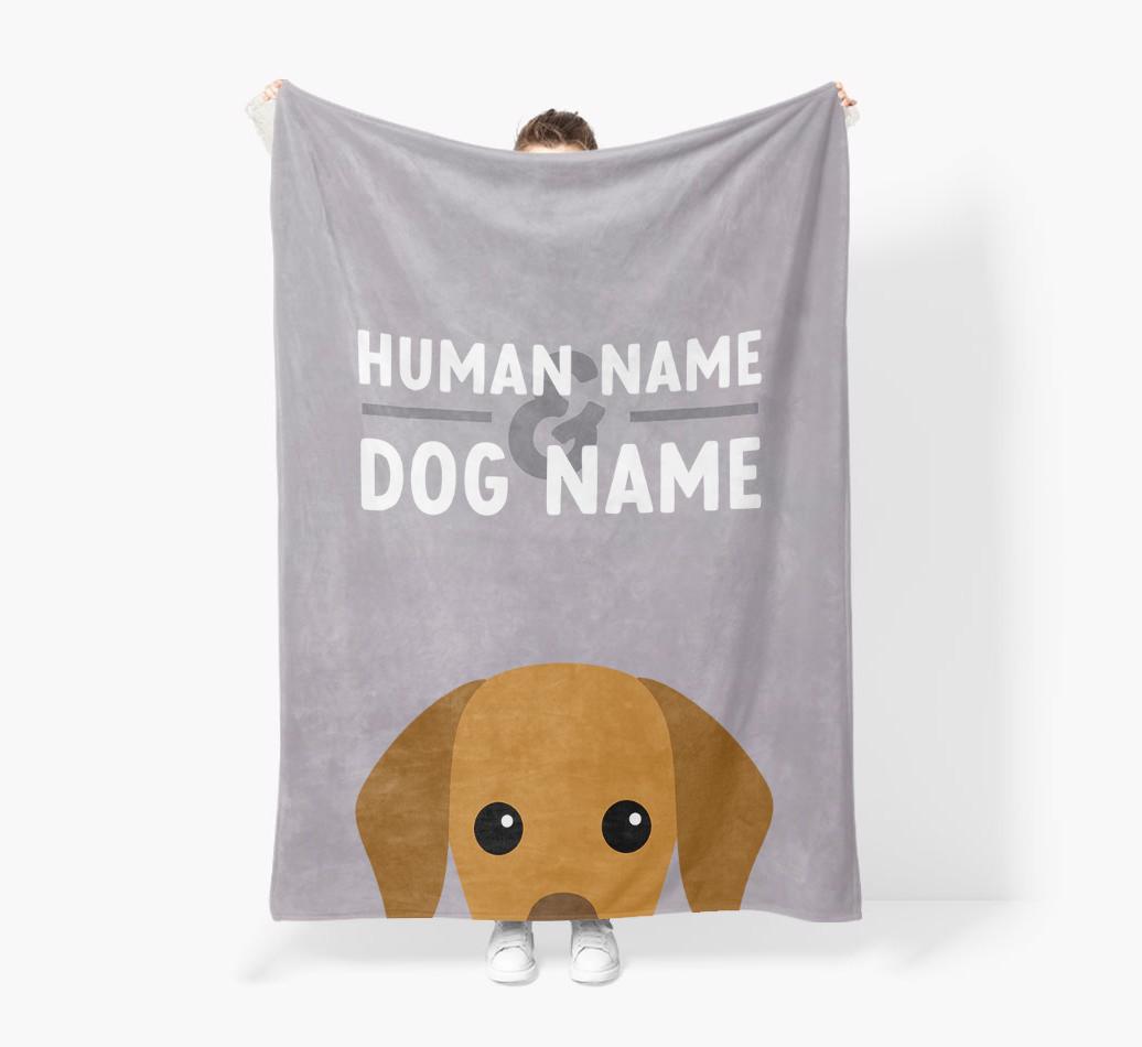 Human & Dog Name: Personalized {breedFullName} Premium Sherpa Fleece Blanket