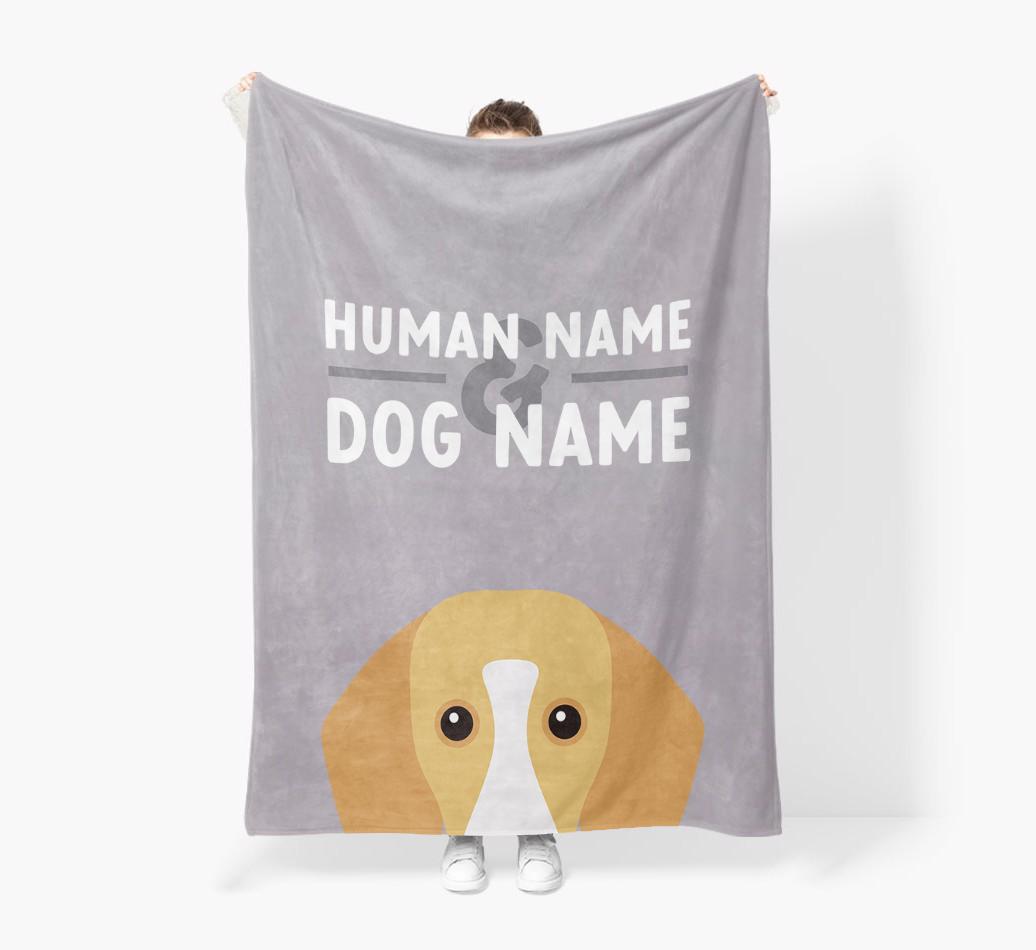 Human & Dog Name: Personalized {breedFullName} Premium Sherpa Fleece Blanket