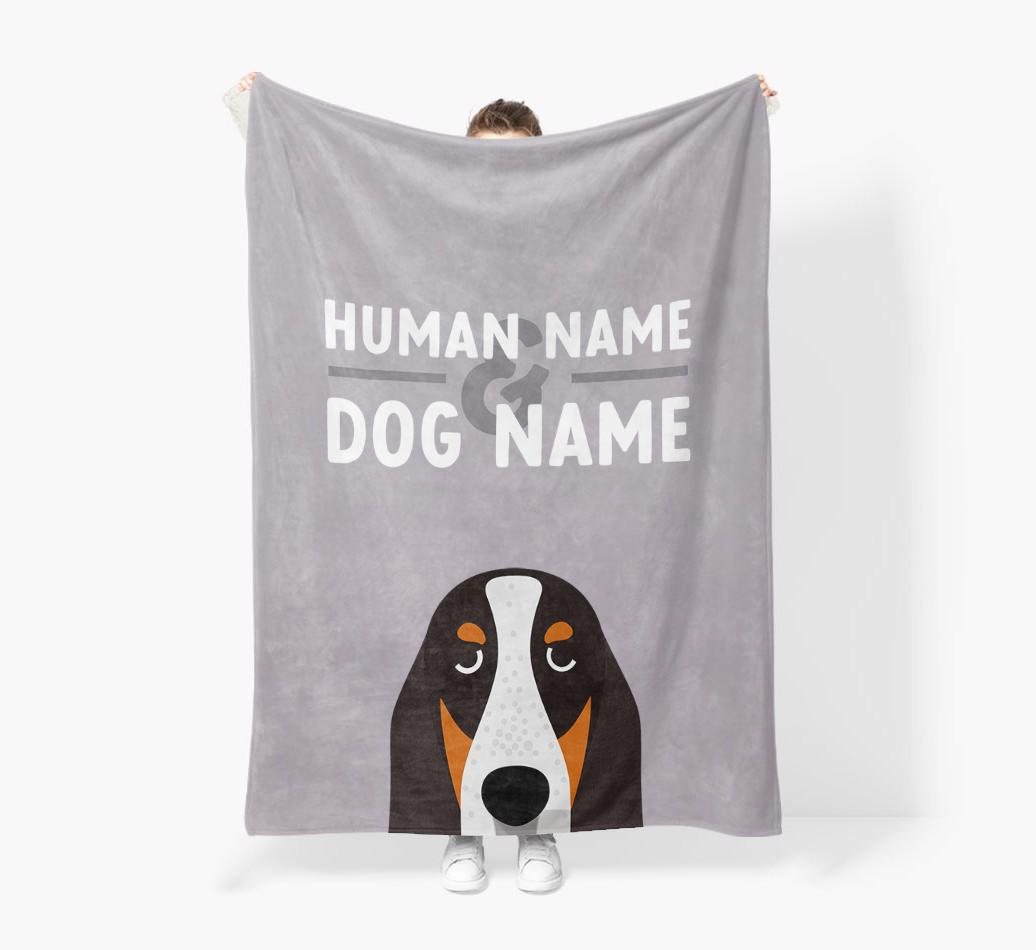 Human & Dog Name: Personalized {breedFullName} Premium Sherpa Fleece Blanket
