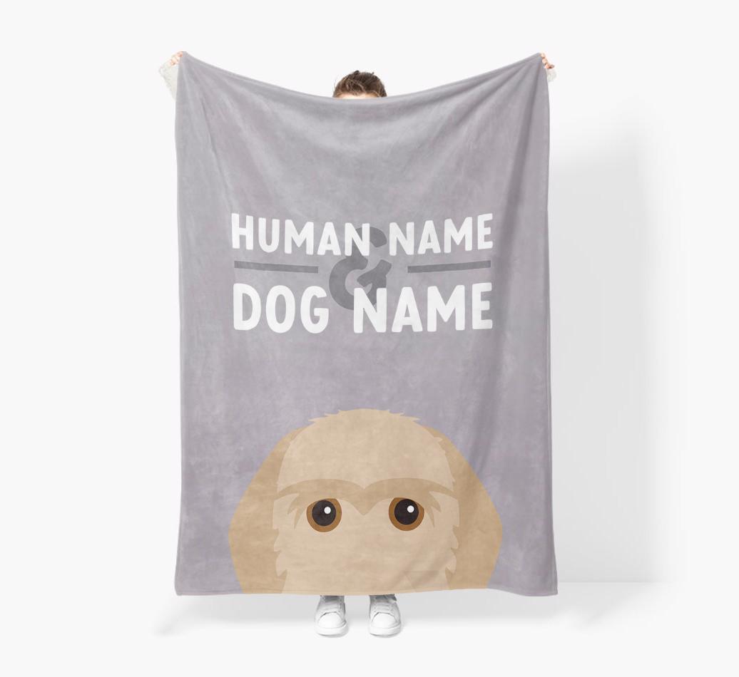 Human & Dog Name: Personalized {breedFullName} Premium Sherpa Fleece Blanket