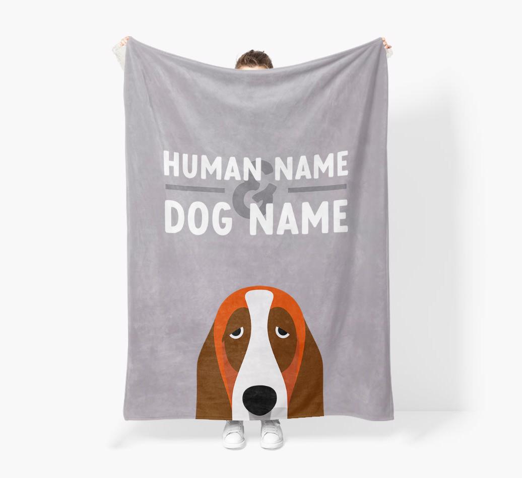 Human & Dog Name: Personalized {breedFullName} Premium Sherpa Fleece Blanket