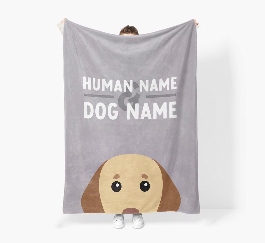 Human & Dog Name: Personalized {breedFullName} Premium Sherpa Fleece Blanket
