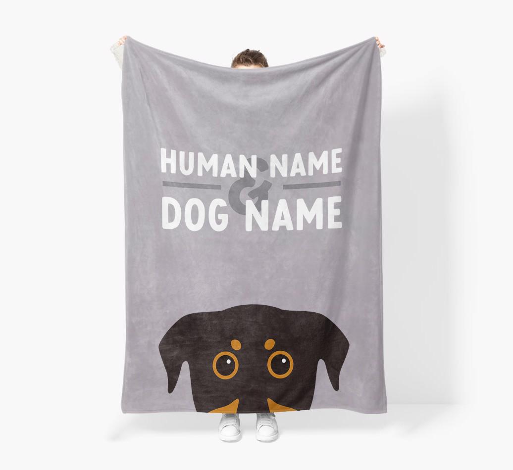 Human & Dog Name: Personalized {breedFullName} Premium Sherpa Fleece Blanket