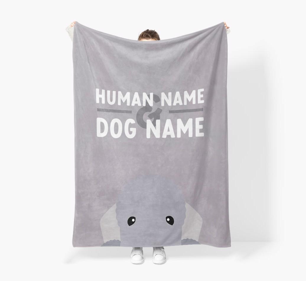 Human & Dog Name: Personalized {breedFullName} Premium Sherpa Fleece Blanket