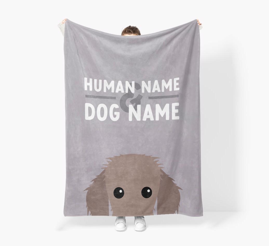 Human & Dog Name: Personalized {breedFullName} Premium Sherpa Fleece Blanket