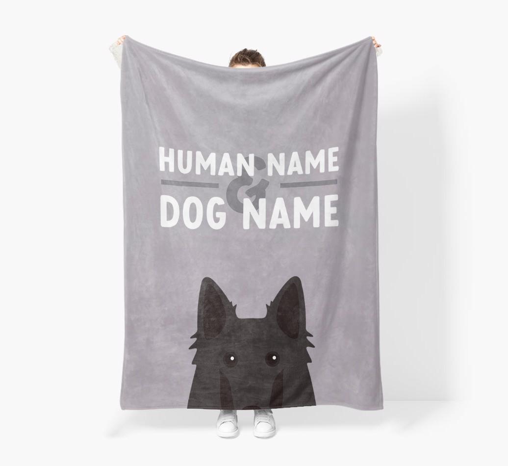 Human & Dog Name: Personalized {breedFullName} Premium Sherpa Fleece Blanket