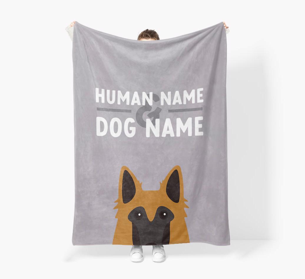 Human & Dog Name: Personalized {breedFullName} Premium Sherpa Fleece Blanket