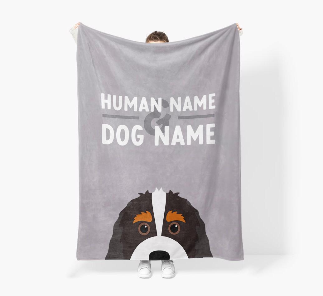 Human & Dog Name: Personalized {breedFullName} Premium Sherpa Fleece Blanket