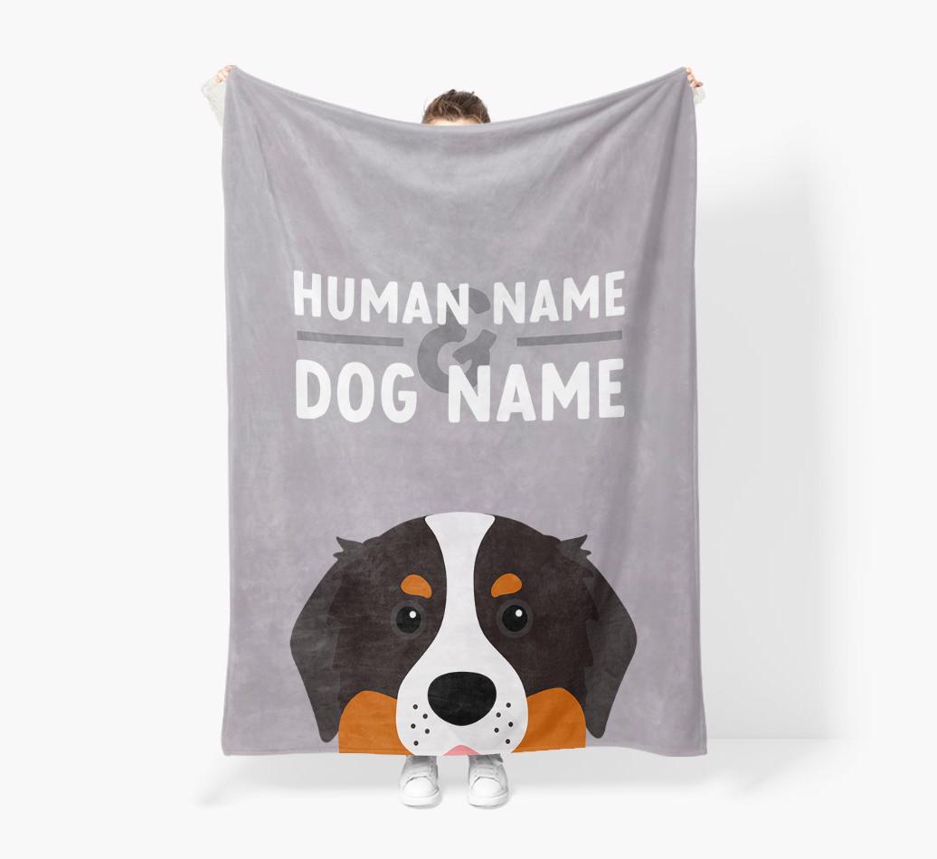 Human & Dog Name: Personalized {breedFullName} Premium Sherpa Fleece Blanket