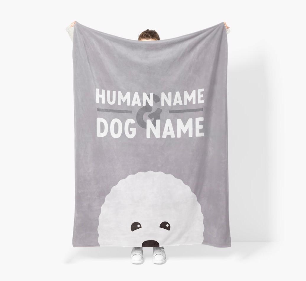 Human & Dog Name: Personalized {breedFullName} Premium Sherpa Fleece Blanket