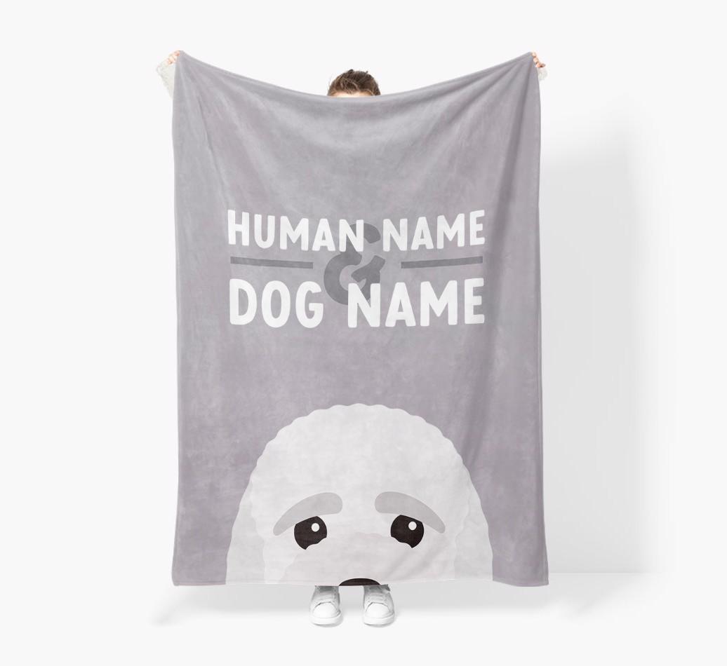 Human & Dog Name: Personalized {breedFullName} Premium Sherpa Fleece Blanket