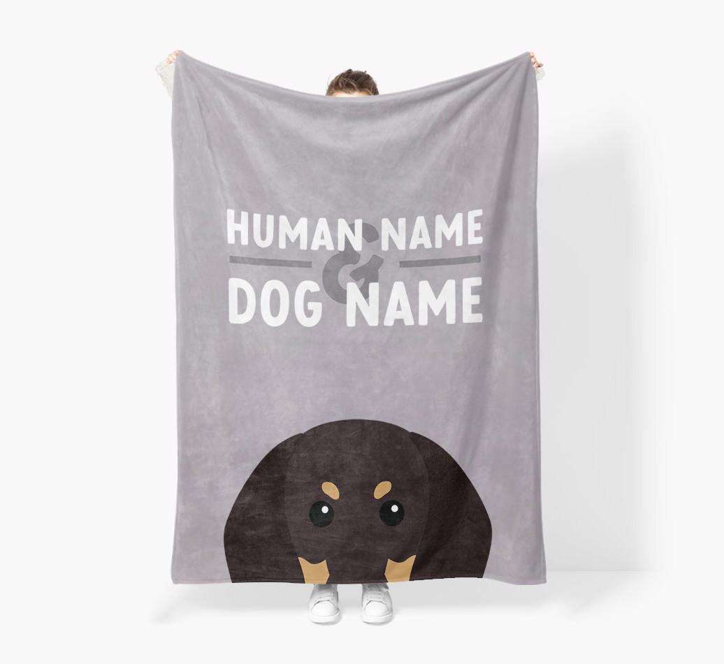 Human & Dog Name: Personalized {breedFullName} Premium Sherpa Fleece Blanket