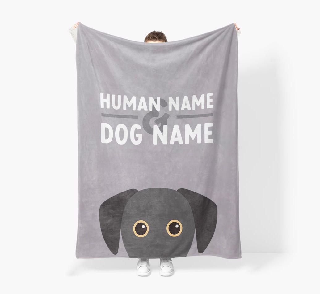 Human & Dog Name: Personalized {breedFullName} Premium Sherpa Fleece Blanket