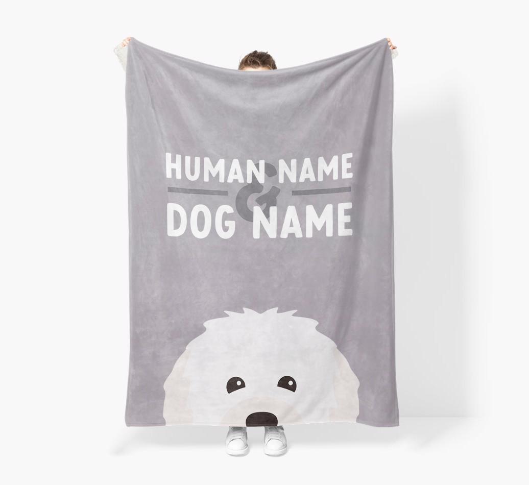 Human & Dog Name: Personalized {breedFullName} Premium Sherpa Fleece Blanket