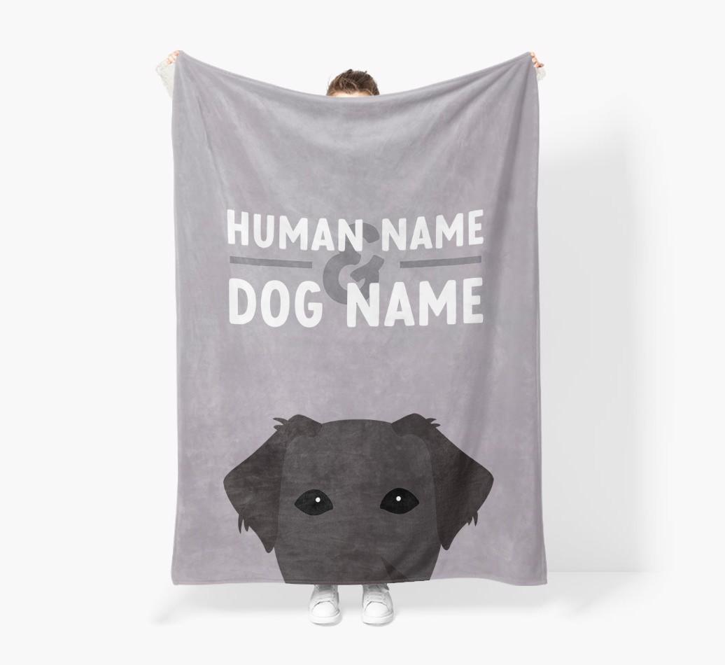 Human & Dog Name: Personalized {breedFullName} Premium Sherpa Fleece Blanket