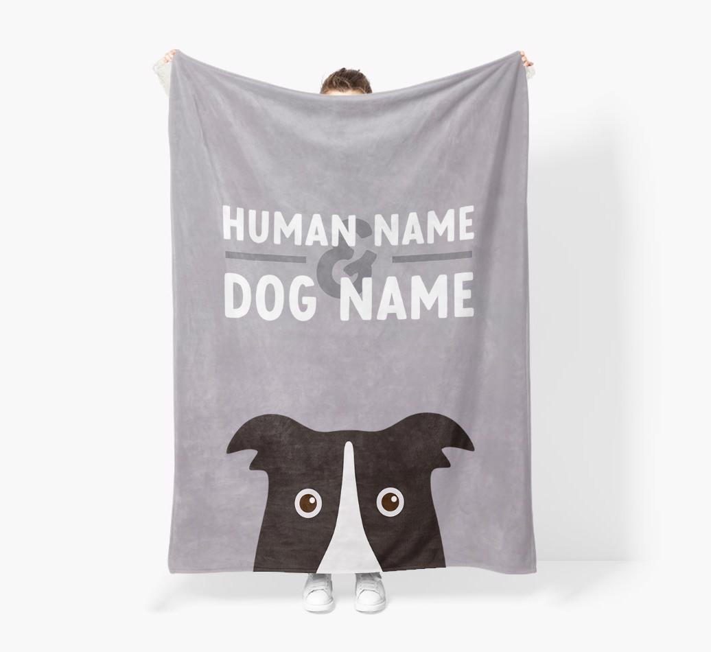 Human & Dog Name: Personalized {breedFullName} Premium Sherpa Fleece Blanket