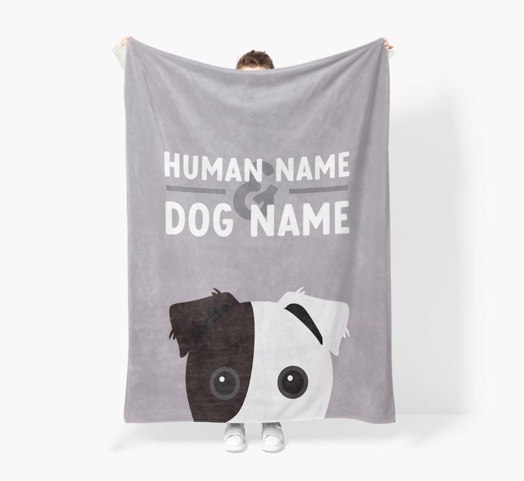 Human & Dog Name: Personalized {breedFullName} Premium Sherpa Fleece Blanket