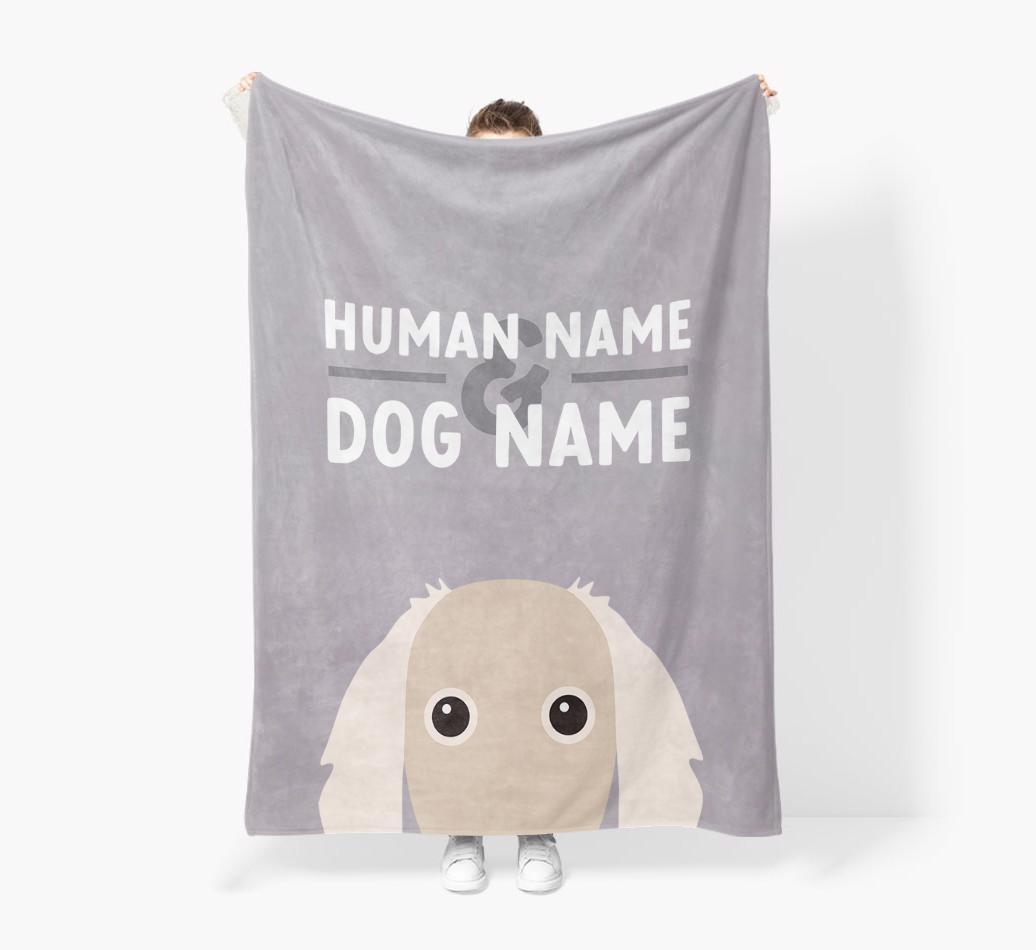 Human & Dog Name: Personalized {breedFullName} Premium Sherpa Fleece Blanket