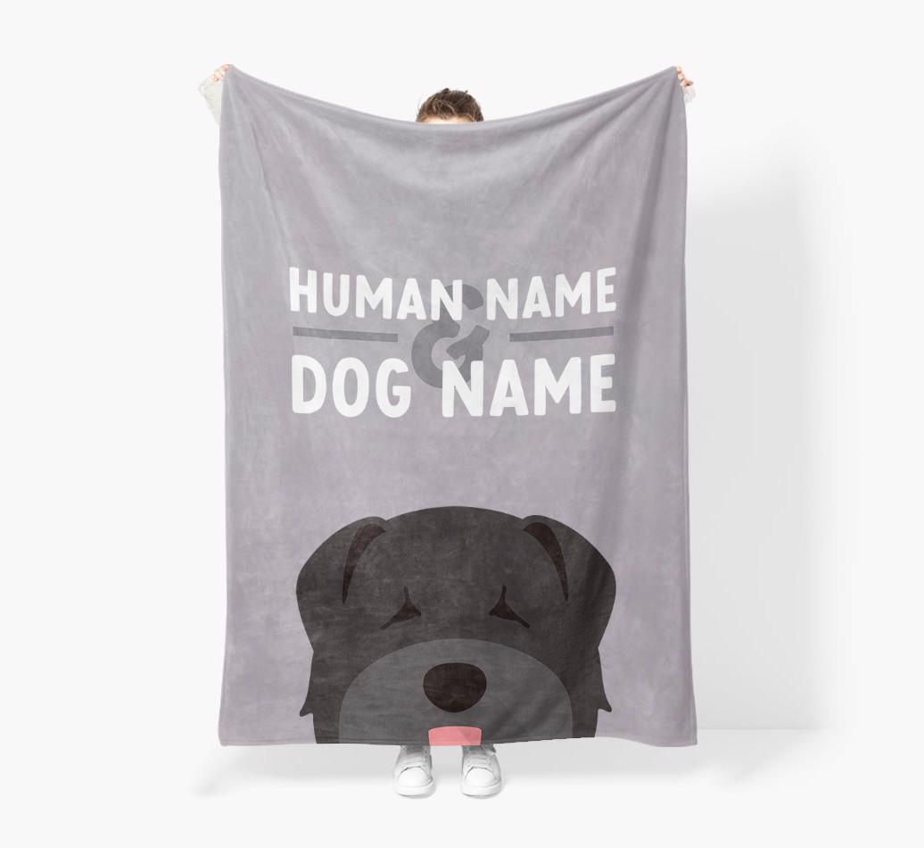 Human & Dog Name: Personalized {breedFullName} Premium Sherpa Fleece Blanket