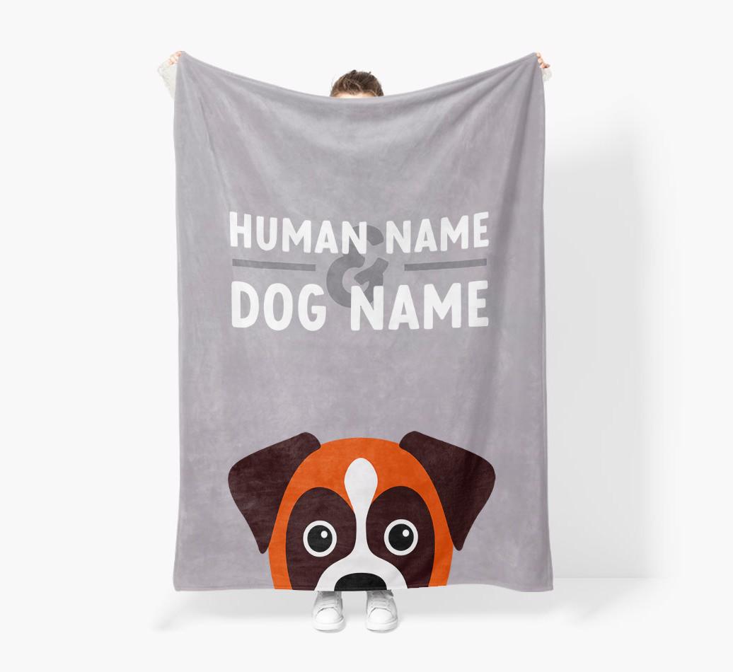 Human & Dog Name: Personalised {breedFullName} Premium Sherpa Fleece Blanket