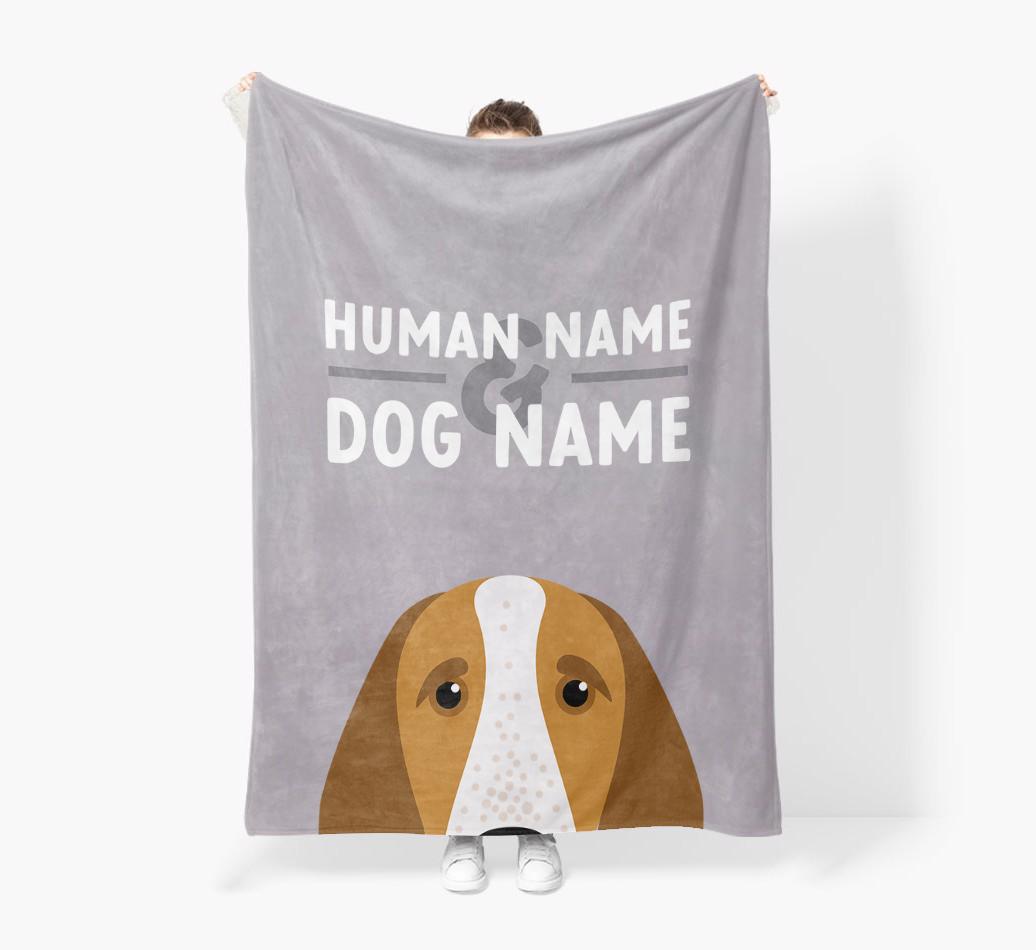 Human & Dog Name: Personalized {breedFullName} Premium Sherpa Fleece Blanket