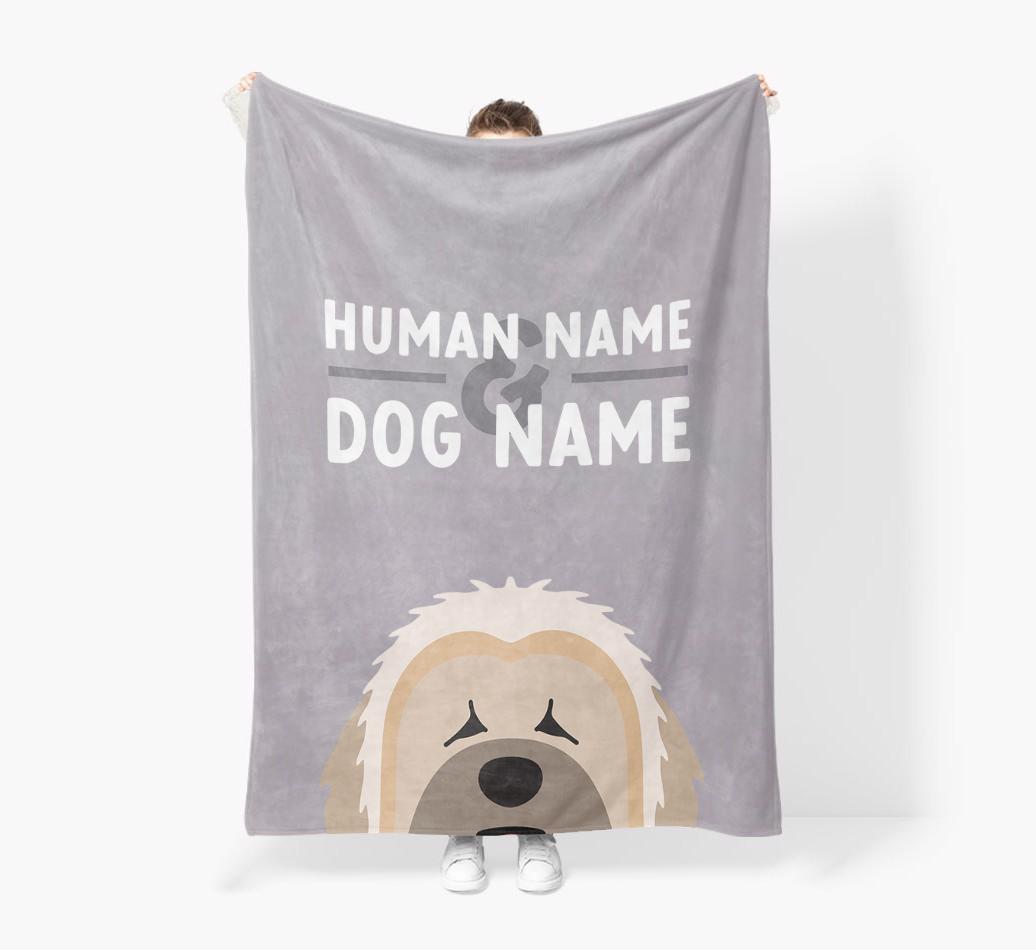 Human & Dog Name: Personalized {breedFullName} Premium Sherpa Fleece Blanket