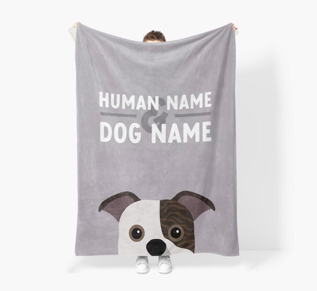 Human & Dog Name: Personalized {breedFullName} Premium Sherpa Fleece Blanket