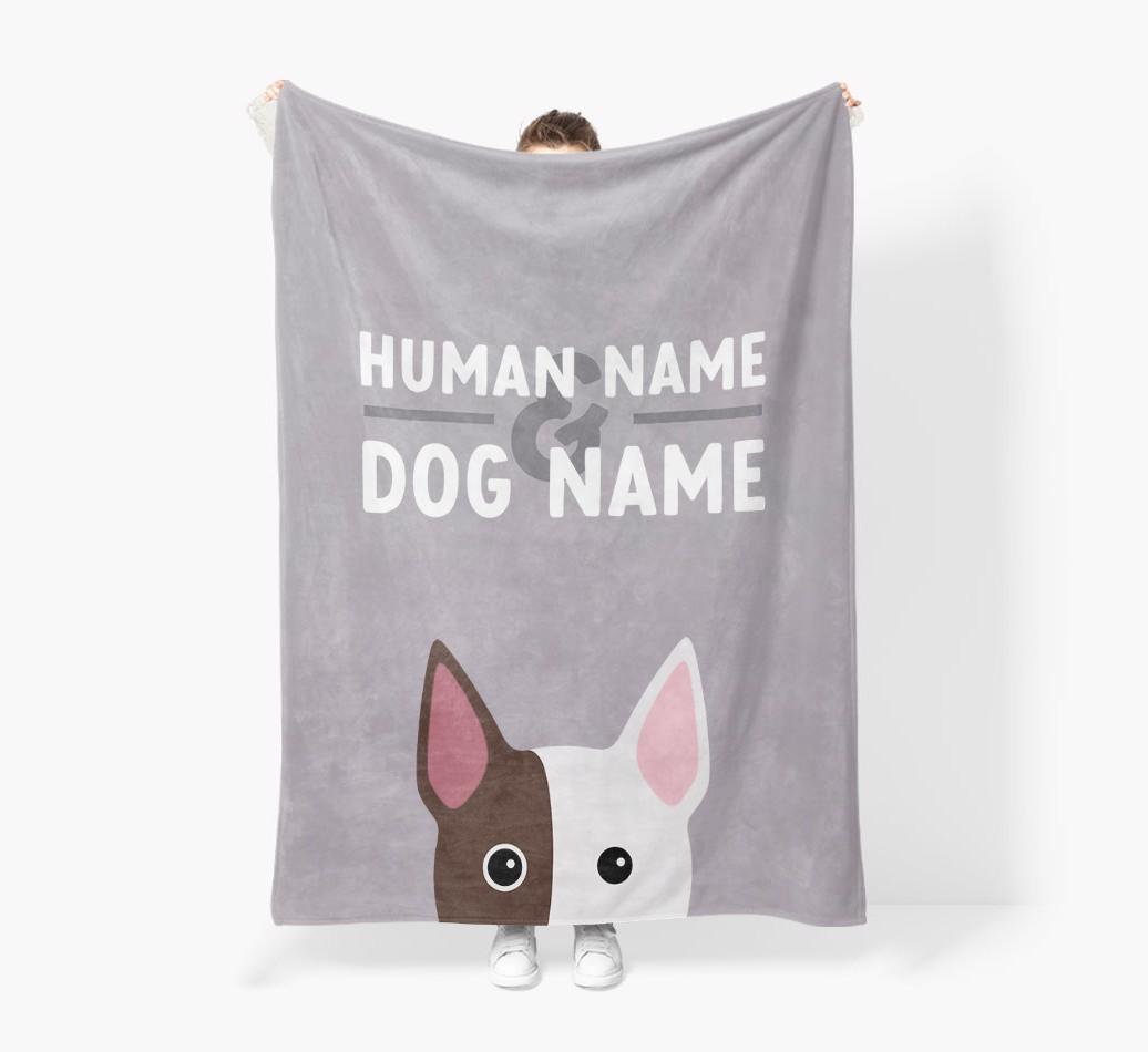 Human & Dog Name: Personalized {breedFullName} Premium Sherpa Fleece Blanket