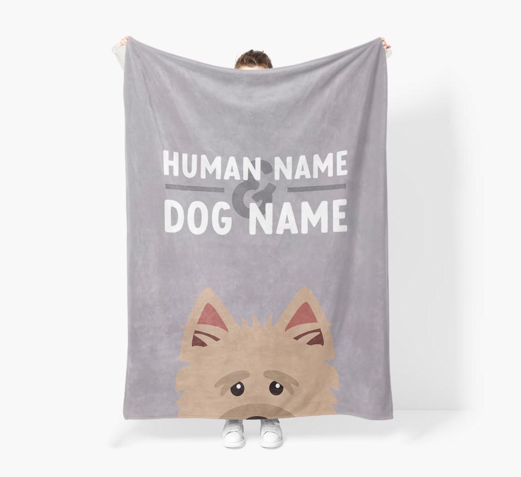 Human & Dog Name: Personalized {breedFullName} Premium Sherpa Fleece Blanket