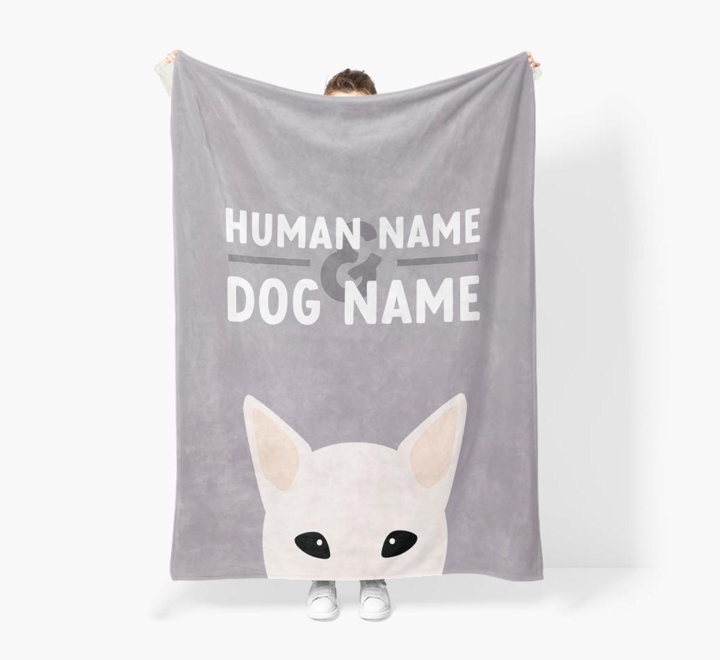 Human & Dog Name: Personalized {breedFullName} Premium Sherpa Fleece Blanket
